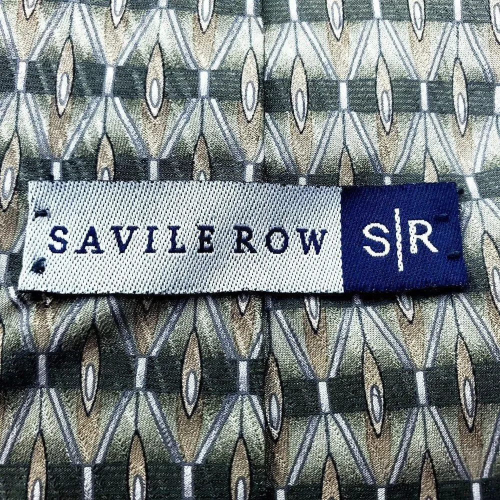 Savile Row Green Print Silk Tie Short‎